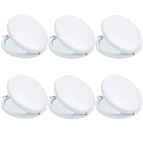 Compact Mirror, Pocket Travel Makeup Mirror for Purse, Metal Round Shell, 2-Sided 1X/2X Magnifying, Portable, Folding, Handheld, White,6 Pack - color: White