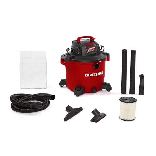 CRAFTSMAN CMXEVBE17595 16 Gallon 6.5 Peak HP Wet Dry Shop Vacuum | Heavy-Duty Wet and Dry Vac with Filter, Dust Bag, Hose and Attachments for Home Projects & Renovations - size: 16 Gallon 6.5 Peak HP w/Filter, Dust Bag, Hose