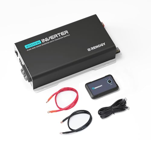 Renogy Inverter PUH, 2000W Pure Sine Wave Power Inverter with UPS Transfer Switch & Bluetooth, 12V DC to 120V AC Converter for RV, Truck, Home,Camping - 4000W Surge Power, Remote Monitoring - size: 2000W(Built-in BT & ATS)