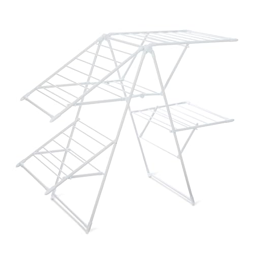 Amazon Basics Foldable Space-Saving 4-Wing Metal Clothes Drying Rack, 61x23.6x49.6 inches, White - size: 61x23.6x49.6 inches