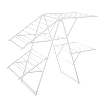 Amazon Basics Foldable Space-Saving 4-Wing Metal Clothes Drying Rack, 61x23.6x49.6 inches, White - size: 61x23.6x49.6 inches
