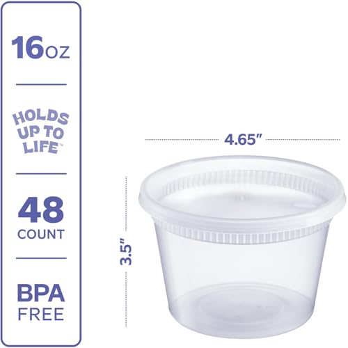 GUSTO [48 Sets 16 oz. Plastic Deli Disposable Food Storage Containers With Airtight Lids (Formerly Comfy Package) - size: 16 oz