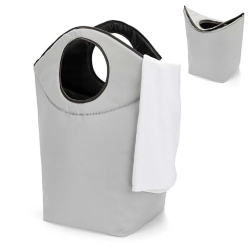 18"x17"x9.5" Foldable Fabric Laundry Hamper, Collapsible Laundry Basket with Soft Handle, Waterproof Wear-Resistant Storage Bag for Dirty Clothes, Travel, Car - color: Gray, size: 17"L x 9.5"W x 18"H