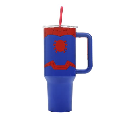 Bioworld Marvel Spider-Man Costume 40 Oz Stainless Steel Tumbler With Handle-OSFA - color: Spider-Man Costume Blue
