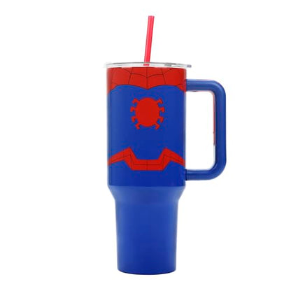 Bioworld Marvel Spider-Man Costume 40 Oz Stainless Steel Tumbler With Handle-OSFA - color: Spider-Man Costume Blue