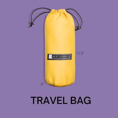 BAY LAUREL Turkish Beach Towel with Travel Bag 39 x 71 Quick Dry Sand Free Lightweight Large Oversized Towels Light - color: Purple With Plain Yellow Bag