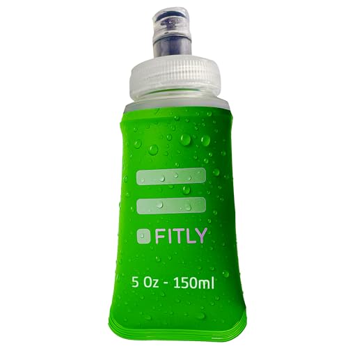 FITLY Soft Flask - Shrink As You Drink Soft Water Bottle for Hydration Pack - Folding Water Bottle Ideal for Running, Hiking, Cycling, Climbing & Rigorous Activity - color: Green, size: 5 Ounces