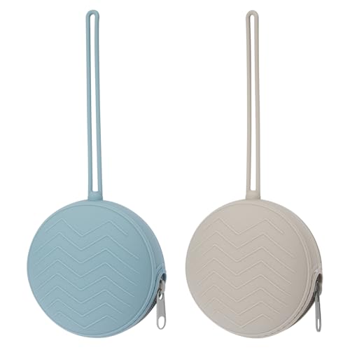 2 Pack Silicone Pacifier Holder Case, BPA-Free Silicone Newborn Pacifier Holder for Baby Boys & Girls, Travel Pacifier Storage Case for Diaper & Strollers (Ether/Light Grey) - color: Ether,Light Grey