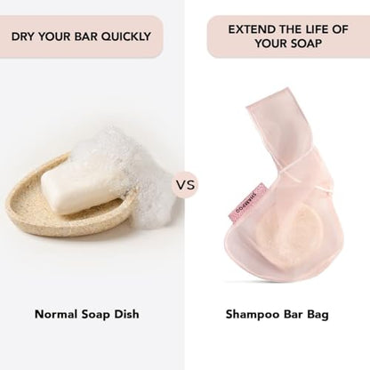 Kitsch Bar Soap Saver Pouch – Patented Mesh Soap Bag for Shampoo and Conditioner Bars - Extends Use & Prevents Soggy Mess - Recycled Beauty Bar Bag, Eco-Friendly - Blush - color: Blush