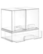 Vtopmart Stackable Storage Drawers Set of 3, Clear Plastic Organizer Bins for Bathroom Supplies, Ideal for Cabinet,Shelf, Pantry, Laundry Room Organization - style: 2 High+1 Wide