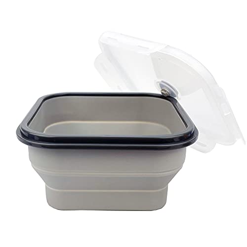 CARTINTS Large 1200ml Collapsible Bowls with Lids, Silicone Food Storage Containers, Space-Saving Meal Prep Containers For Kitchen and Outdoors Camping, Set of 3, Grey - color: grey
