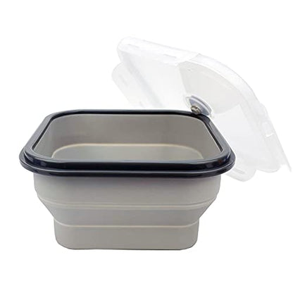 CARTINTS Large 1200ml Collapsible Bowls with Lids, Silicone Food Storage Containers, Space-Saving Meal Prep Containers For Kitchen and Outdoors Camping, Set of 3, Grey - color: grey