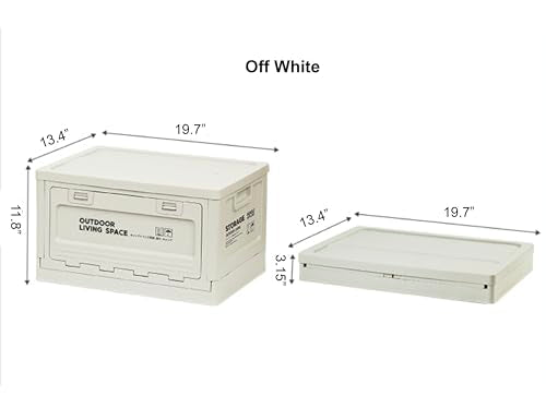Collapsible Storage Container Bins with Lids, 50L Large Foldable Plastic Box with Handles, Folding Camping Box with 2 Side Doors, Portable Utility Crates for Outdoor, Indoor, Home and Office