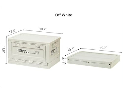 Collapsible Storage Container Bins with Lids, 50L Large Foldable Plastic Box with Handles, Folding Camping Box with 2 Side Doors, Portable Utility Crates for Outdoor, Indoor, Home and Office