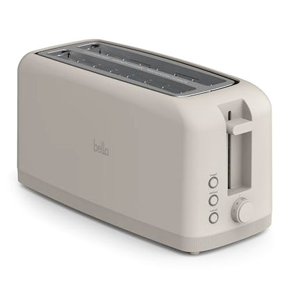 bella 4 Slice Slim Toaster, Fits-anywhere™ Kitchenware, 6 Setting Shade Control with Reheat & Cancel Buttons, Fits Sourdough, 10” Long Slot, Anti Jam & Auto Shutoff, 900 Watt, Oatmilk - color: Oatmilk, size: 4 Slice
