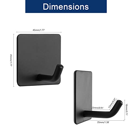 NearMoon Adhesive Hooks- Heavy Duty Bath Wall Hooks Waterproof Stainless Steel Towel Hangers Stick on Wall Clothes Holders for Bathroom Kitchen Home, 5 Pack (Matte Black) - color: Matte Black