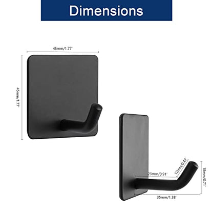 NearMoon Adhesive Hooks- Heavy Duty Bath Wall Hooks Waterproof Stainless Steel Towel Hangers Stick on Wall Clothes Holders for Bathroom Kitchen Home, 5 Pack (Matte Black) - color: Matte Black