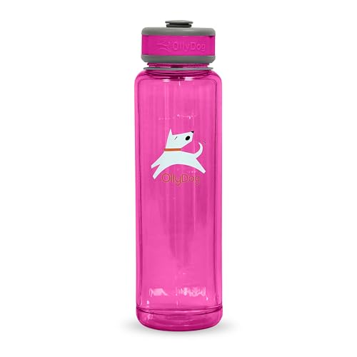 OllyDog OllyBottle Tritan Water Bottle with Detachable Dog Bowl | BPA Free Leakproof | 34oz | Share Water with Your Dog | Hiking Travel Camping (1L, Hot Pink) - color: Hot Pink, size: 1L
