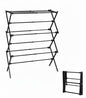 3-Tier Metal Folding Clothes Drying Rack, Laundry Drying Rack Clothing | Collapsible Dryer Racks for Laundry | Indoor & Outdoor,Black - color: Black