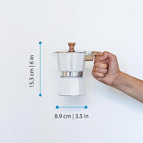 GROSCHE Milano Moka Stovetop Espresso Coffee Maker (3 Cup / 150 ml, White) - color: White, size: 3 espresso cups
