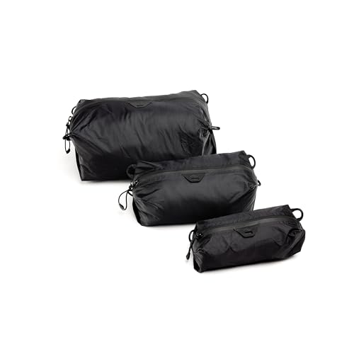 Peak Design Ultralight Terra Shell Packing Cube Bundle, Black, Travel Cubes with Strap Attachment Points and Luggage Pass Through, Zipper Opening, Travel Organizer for Men and Women, Sizes XXS, XS, S