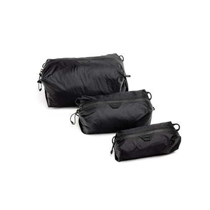 Peak Design Ultralight Terra Shell Packing Cube Bundle, Black, Travel Cubes with Strap Attachment Points and Luggage Pass Through, Zipper Opening, Travel Organizer for Men and Women, Sizes XXS, XS, S
