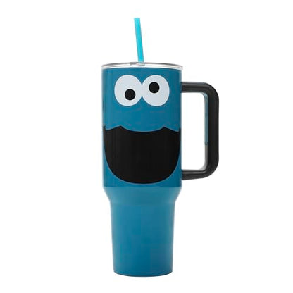 Bioworld Sesame Street Cookie Monster 40 Oz Blue Stainless Steel Tumbler with Handle - color: Cookie Monster