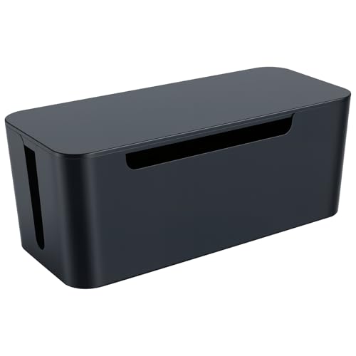 Eichzer Cable Management Box, Premium Cord Organizer Box to Hide Surge Protector on Desk, Power Strip Cover for TV Computer Home Router Office (Black) - color: Black