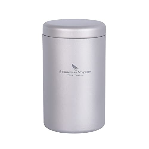 Boundless Voyage Titanium Small Tin Can Box Canister Tea Tins Coffee Tins Food Storage Container for Tea,Coffee, Herb, Candy, Chocolate, Sugar, Spices, Beans - color: Ti3210D-200ml 1pcs