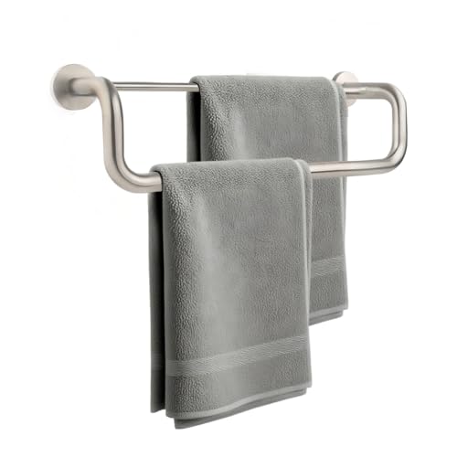 Double Towel Bar,Double Towel Racks for Bathroom,16 Inch Brushed Towel Holder, Bath Towel Rack for Bathroom Wall Mounted,Premium Brushed Stainless Steel, - color: Brushed, size: 16 inch