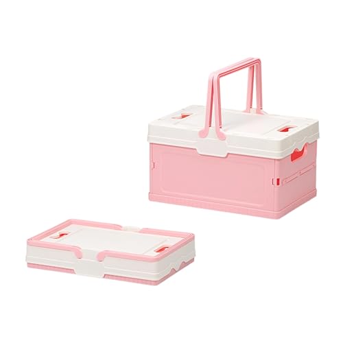 Portable Folding Storage Box for Camping Gear and Home Organization Easy to Carry Household Organization Case - color: Pink