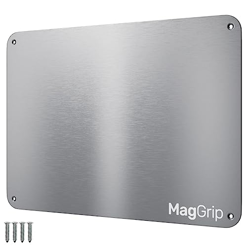 9 inches x 6.5 inches Stainless Steel Plate for Magnets, 3M Adhesive Back, Mounting Screws, Ideal for Magnetic Shelf, Spice Holders, Fridge Magnets. Mount Anywhere! (Silver, 1 Pack) - color: Silver, size: 1 PACK