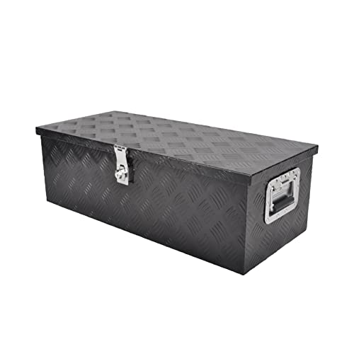 30 Inch Tool Box Underbody Flatbox Truck Car Outdoor Trailer Pickup,RV Storage Organizer,Underbed Tools Chest Box w/Side Handle and Lock Keys,Black Aluminum 5 Bar Tread(30''X13''X10'') - color: Black, size: 30"X13"X10"/Aluminum/Side Handle