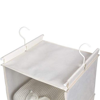 MAX Houser 4-Shelf Hanging Closet Organizer, Space Saver, Cloth Hanging Shelves with 2 Side Pockets, Foldable (Beige) - color: Beige-2