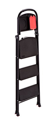 Rubbermaid 3-Step Steel Ladder with Project Tray, Folding Step Stool with Hand Grip and Non-Slip Feet, White, Tested to ANSI US Safety Standards, No Assembly Required (Amazon Exclusive) - style: 3-Step w/ Project Tray