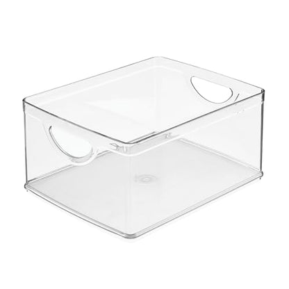 iDesign Plastic Stackable Kitchen Cabinet Storage Bin, Clear | With Handles, Pantry Organizer - style: Pack of 1