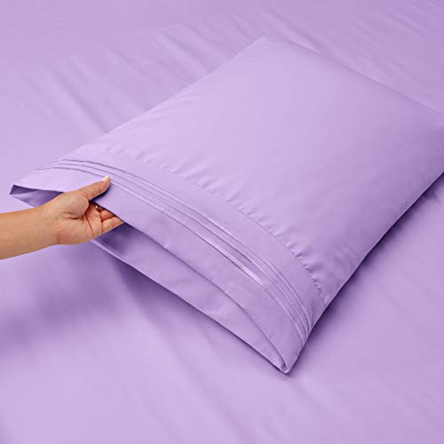 Hearth & Harbor Twin Size Sheets - 3 Piece Bed Sheet Set, Hotel Luxury Double Brushed Bed Sheets - Extra Soft Bedding Sheets & Pillowcases, Twin, Lavender - color: Lavender, size: Twin