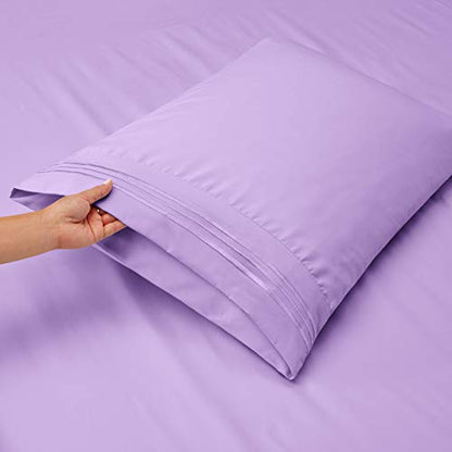 Hearth & Harbor Twin Size Sheets - 3 Piece Bed Sheet Set, Hotel Luxury Double Brushed Bed Sheets - Extra Soft Bedding Sheets & Pillowcases, Twin, Lavender - color: Lavender, size: Twin