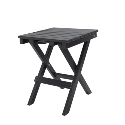 Outdoor Side Table Patio HDPE Small Outside Plastic Folding End Tables for Porch, Patio, Adirondack, Pool, Indoor, Deck, Balcony, Coffee, Black - color: Black