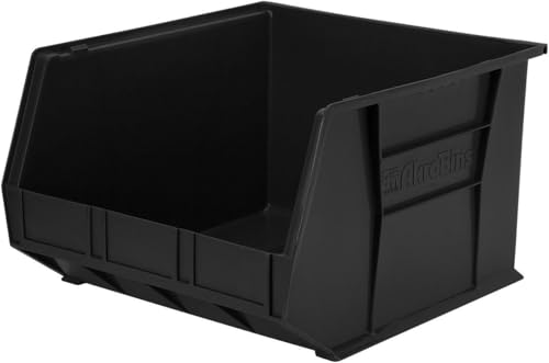 Akro-Mils 30270 AkroBins Plastic Storage Bins, Space-Saving Stackable Bins for Garage, Pantry, Craft Organization, 18" x 16" x 11", Black, 3-Pack - color: Black