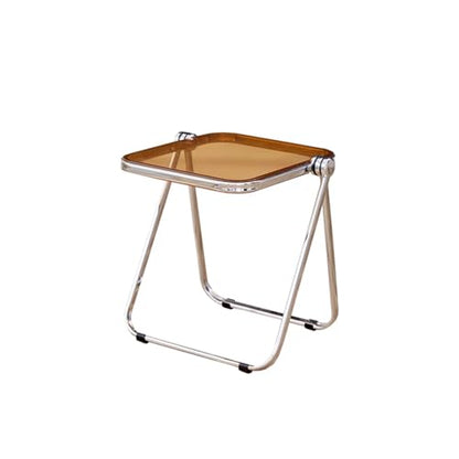 16.2"×14.1" Acrylic Folding Side Table, Portable Lightweight End Table, Sturdy Metal Frame and No Assembly Required, Space-Saving Design for Living Room, Bedroom and Small Room, Tawny - color: Tawny