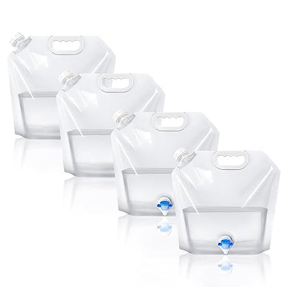 4 Pack Collapsible Water Jug Container, Portable Water Bags with Spout, Folding Water Carrier Tank, No Leak Emergency Camping Water Storage for Travel Hiking (2.6 Gal)
