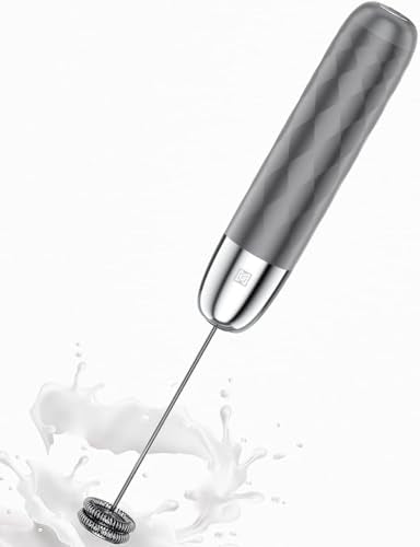 Maestri House Rechargeable Milk Frother, LunaFro Mini Handheld Electric Foam Maker Detachable Stainless Steel Whisk Drink Mixer Foamer Mini Blender for Matcha, Lattes, Cappuccino, No Stand - color: Medium Gray and Silver