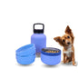 OhmyPet Pet Water Bottle Station with 3 Bowls and 32oz Bottle, Pink or Blue, for Dogs - color: Blue
