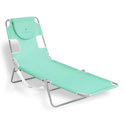 Ostrich the Original Chaise 72 x 22 Inch Lounge Portable Reclining Lounger, Outdoor Patio, Beach, Lawn, Camping, or Pool Tanning Chair, Teal - color: Teal, style: Standard Chaise