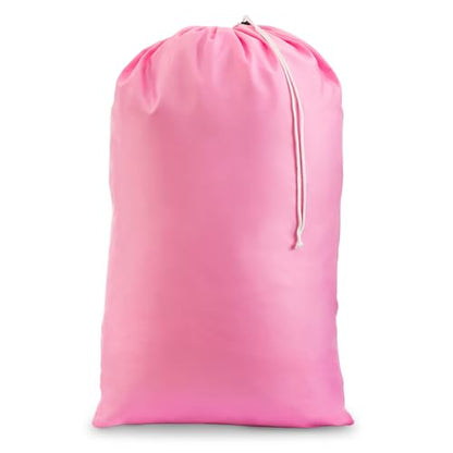 Nylon XL Laundry Bag - Locking Drawstring Closure and Machine Washable. These Large Bags will Fit a Laundry Basket or Hamper and Strong Enough to Carry up to Three Loads of Clothes (Pink 22" x 32") - color: Pink, size: 22" x 32"