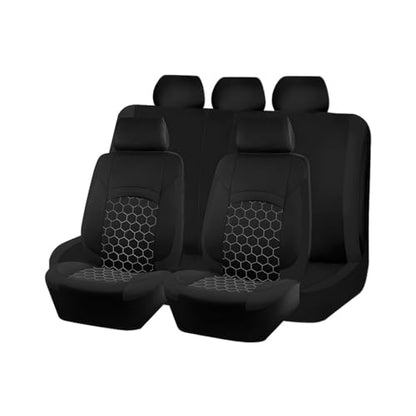 Car Seat Cover Full Sets, Polyester Foam Breathable Vehicle Split Front Rear Seat Protectors, Waterproof Automotive Interior Chair Cushion Pad Accessories, Universal Fit (Black) - color: Black