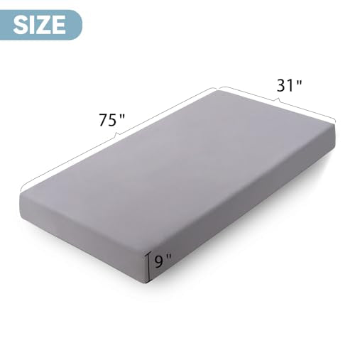 Cot Sheets 31" x 75", Cot Sheet Set 4 Piece for Narrow Twin/RVs Bunk/Camper Bunk/Guest Beds/Army Cots/Trifold Mattress/Travel Size Mattress, Shrinkage & Stain Resistant Cot Sheets Set, Gray