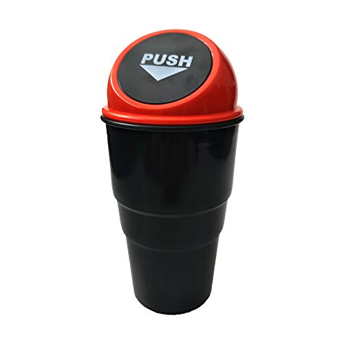 Mini Car Auto Garbage Trash Can Automotive Vehicle Waste Storage Fits Cup Holder for Office Desk Trash Can (Red) - color: Red