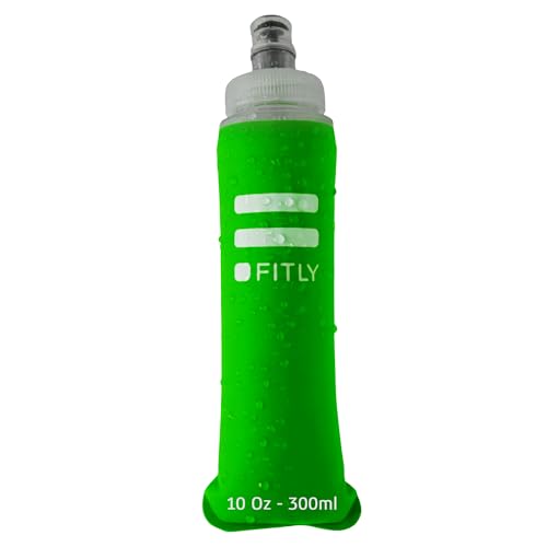 FITLY Soft Flask - Shrink As You Drink Soft Water Bottle for Hydration Pack - Folding Water Bottle Ideal for Running, Hiking, Cycling, Climbing & Rigorous Activity - color: Forest Green, size: 10 Ounces